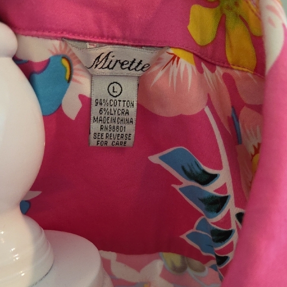 Mirette Pink Jacket With Blue , Green And Yellow Floral Pattern Size Large - Picture 3 of 12